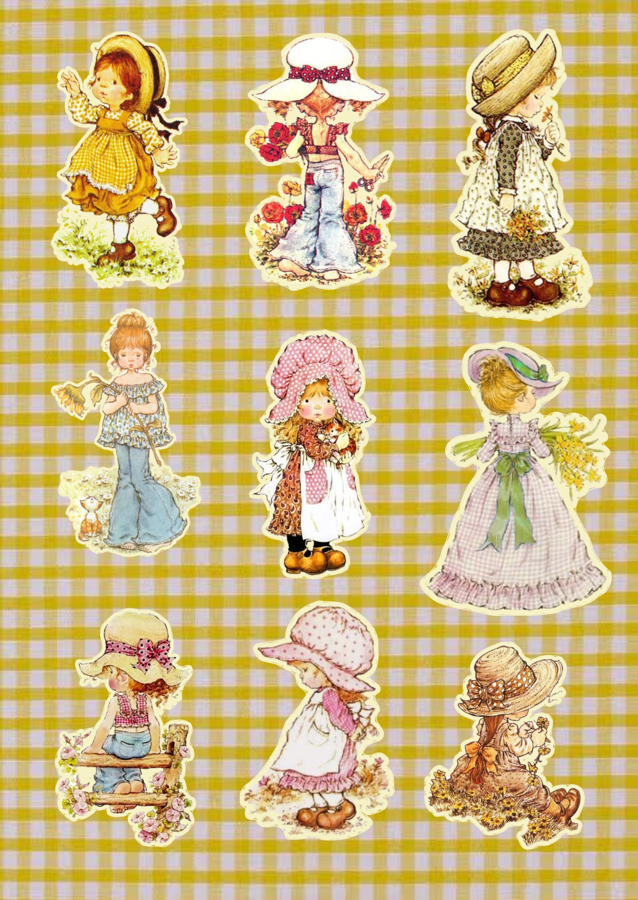 Gingham Girlies Sunshine Sticker Sheet: Craft Stickers for Kids, Shabby  Chic Vintage Design