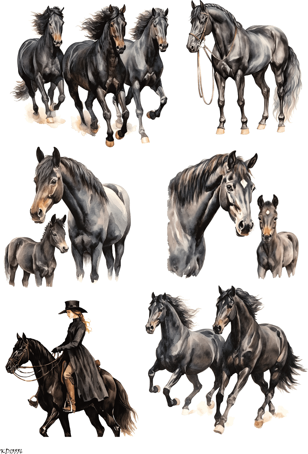 Brown Horse Sticker Sheet - Clear PET, Horses | StickerTaven